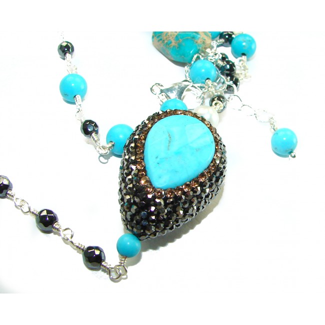 Beauty of Nature natural Turquoise .925 Sterling Silver handmade Statement necklace