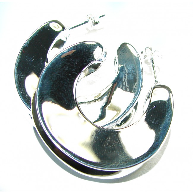 Highly Polished Fancy .925 Sterling Silver Italy made Earrings