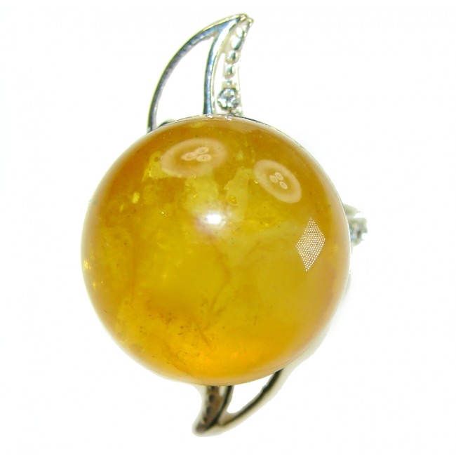 Modern Concept Natural Butterscotch Baltic Amber .925 Sterling Silver Large ring s. 8