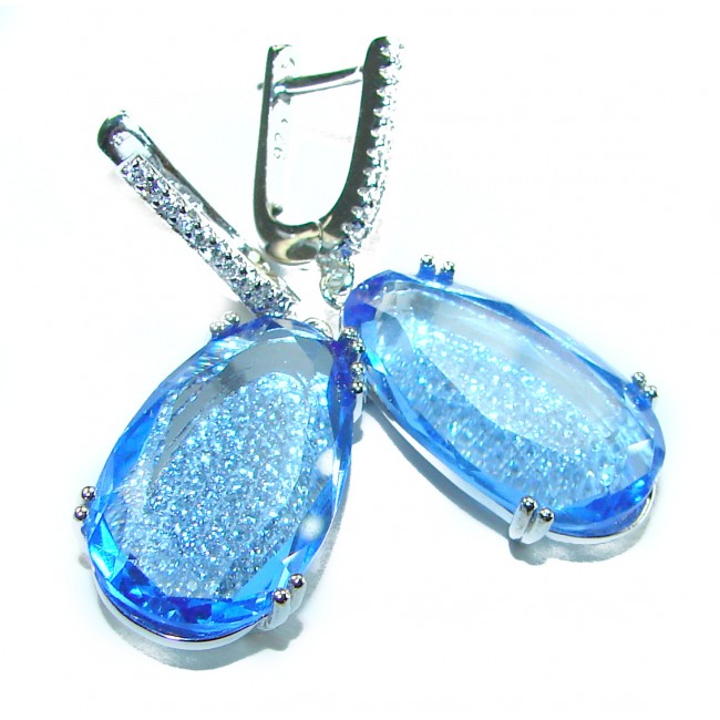 Eau Propre natural 18.5 CARAT Blue Swiss Topaz .925 Sterling Silver handcrafted earrings