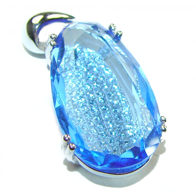 Eau Pure 11.5 carat Swiss Blue Topaz .925 Sterling Silver handmade Pendant