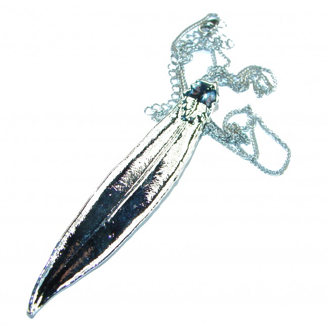 Stylish REAL Leaf dipped in & .925 Sterling Silver Pendant