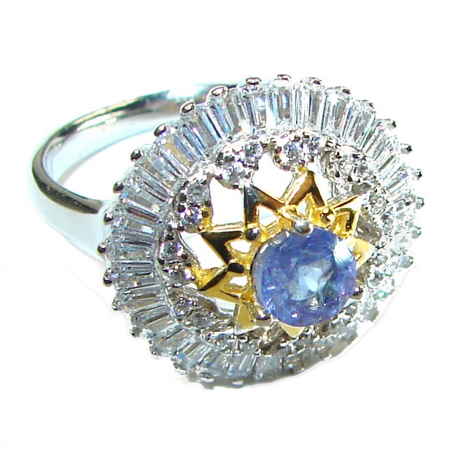 Incredible authentic 1.9 carat Tanzanite 14K Gold .925 Sterling Silver handmade Ring size 7 1/2