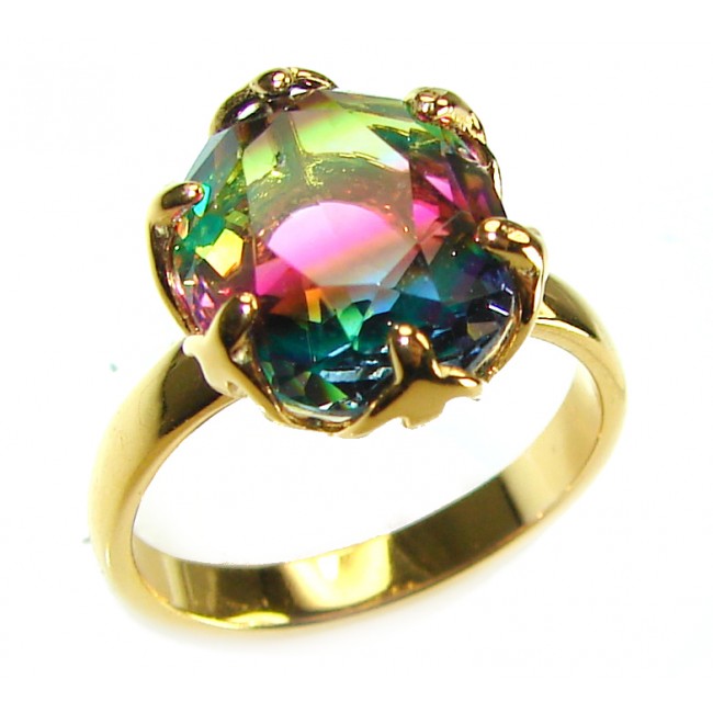 7.9 carat pear cut Brazilian Tourmaline 14K Gold over .925 Sterling Silver Perfectly handcrafted Ring s. 6 1/4