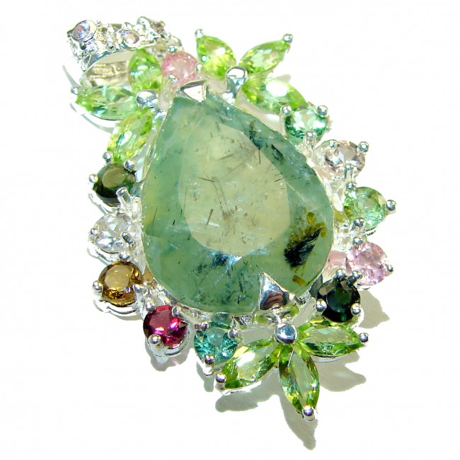 Penelope - 12.5 carat Moss Prehnite .925 Sterling Silver handmade Pendant