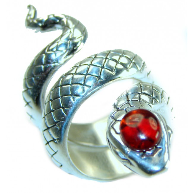 Large Boa Snake 4.2 carat Ruby .925 Sterling Silver handcrafted Statement Ring size 7