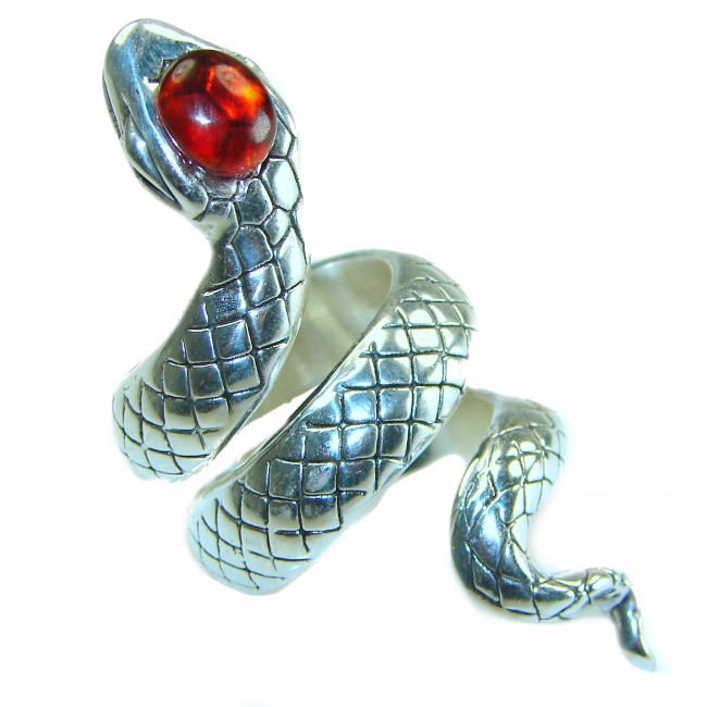 Large Boa Snake 4.2 carat Ruby .925 Sterling Silver handcrafted Statement Ring size 7