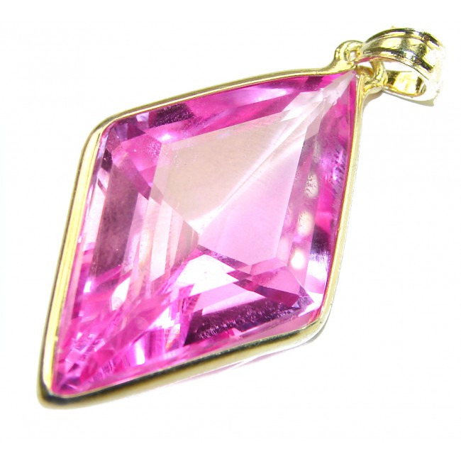 Esmeralda 21.5 carat Pink Sapphire 14K Gold over .925 Sterling Silver handcrafted Pendant