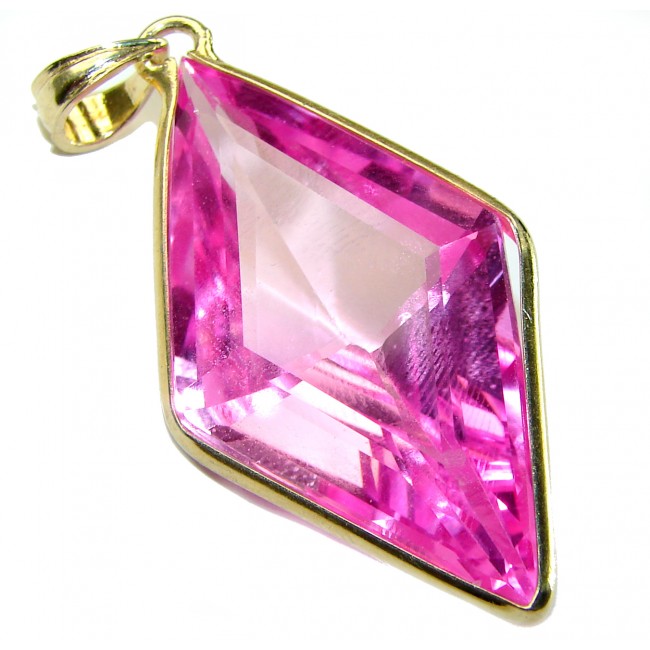 Esmeralda 21.5 carat Pink Sapphire 14K Gold over .925 Sterling Silver handcrafted Pendant