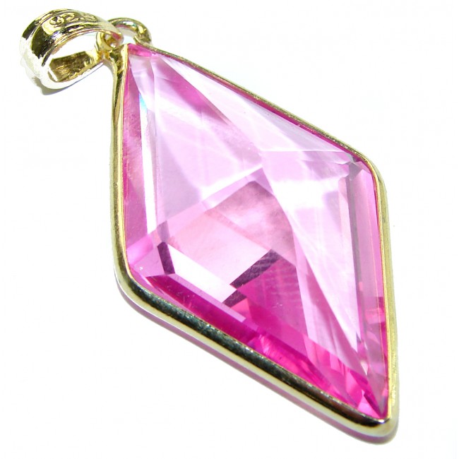 Esmeralda 21.5 carat Pink Sapphire 14K Gold over .925 Sterling Silver handcrafted Pendant