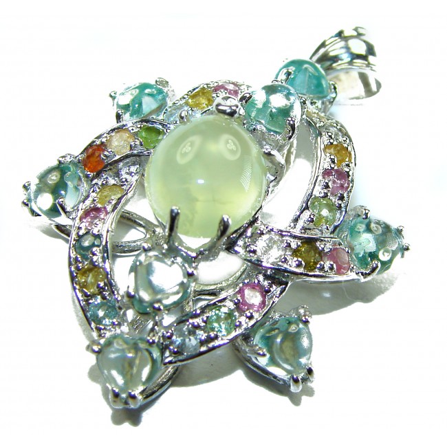 Penelope - 8.5 carat Moss Prehnite .925 Sterling Silver handmade Pendant