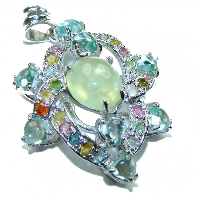 Penelope - 8.5 carat Moss Prehnite .925 Sterling Silver handmade Pendant