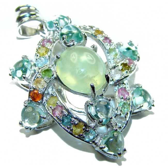 Penelope - 8.5 carat Moss Prehnite .925 Sterling Silver handmade Pendant