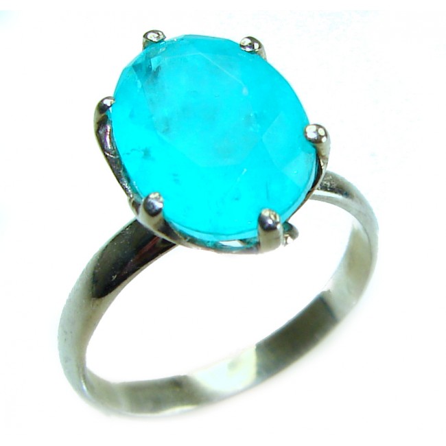 Pure Beauty oval Cut 4.6 ctw Paraiba Tourmaline .925 Sterling Silver handcrafted Statement Ring size 9 1/2