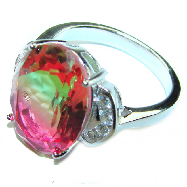 8.9 carat oval cut Brazilian Tourmaline .925 Sterling Silver Perfectly handcrafted Ring s. 8 1/2