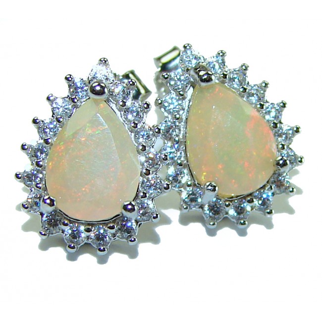 Emma - Authentic 5.2 carat Ethiopian Opal .925 Sterling Silver handmade earrings