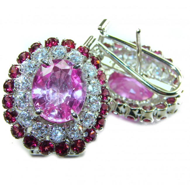 Charm and Elegance Natural Sapphire 14.5 carat Pink Sapphire .925 Sterling Silver handcrafted Earrings