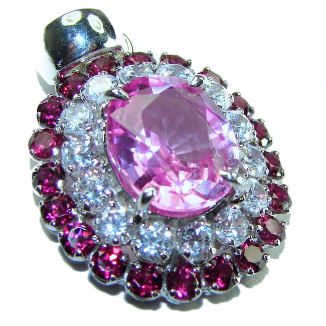 Charm and Elegance Natural Sapphire 8.5 carat Pink Sapphire .925 Sterling Silver handcrafted Pendant