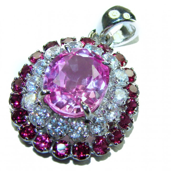 Charm and Elegance Natural Sapphire 8.5 carat Pink Sapphire .925 Sterling Silver handcrafted Pendant