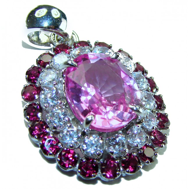 Charm and Elegance Natural Sapphire 8.5 carat Pink Sapphire .925 Sterling Silver handcrafted Pendant