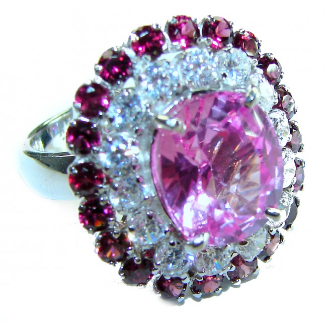 Charm and Elegance Natural Sapphire 14.5 carat Pink Sapphire .925 Sterling Silver handcrafted ring size 6