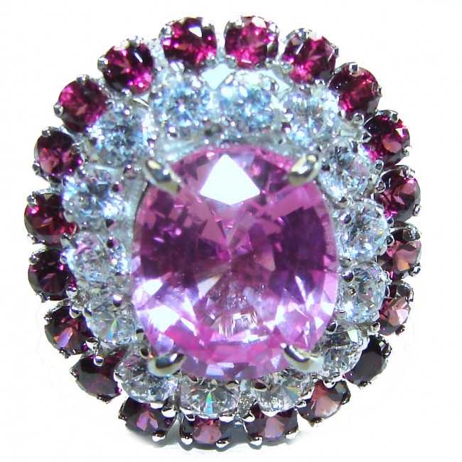 Charm and Elegance Natural Sapphire 14.5 carat Pink Sapphire .925 Sterling Silver handcrafted ring size 6