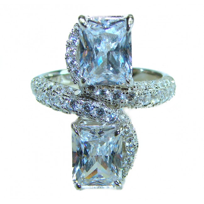 Exclusive 9.9 carat White Topaz .925 Sterling Silver handcrafted ring size 8