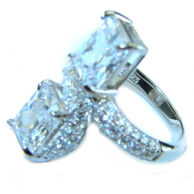 Exclusive 9.9 carat White Topaz .925 Sterling Silver handcrafted ring size 8