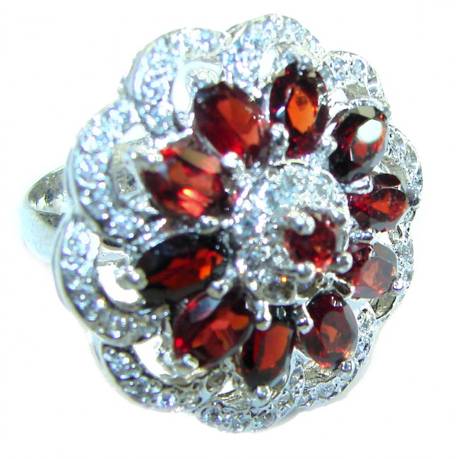 Carmen authentic 10.5 carat Garnet .925 Sterling Silver handcrafted Ring size 6 1/2