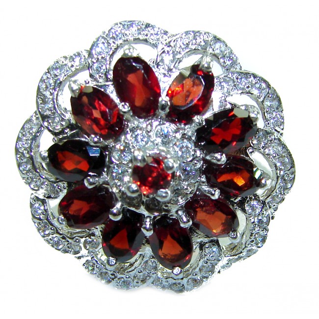 Carmen authentic 10.5 carat Garnet .925 Sterling Silver handcrafted Ring size 6 1/2