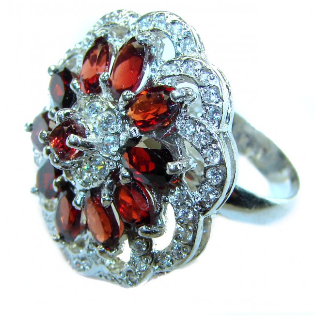 Carmen authentic 10.5 carat Garnet .925 Sterling Silver handcrafted Ring size 6 1/2