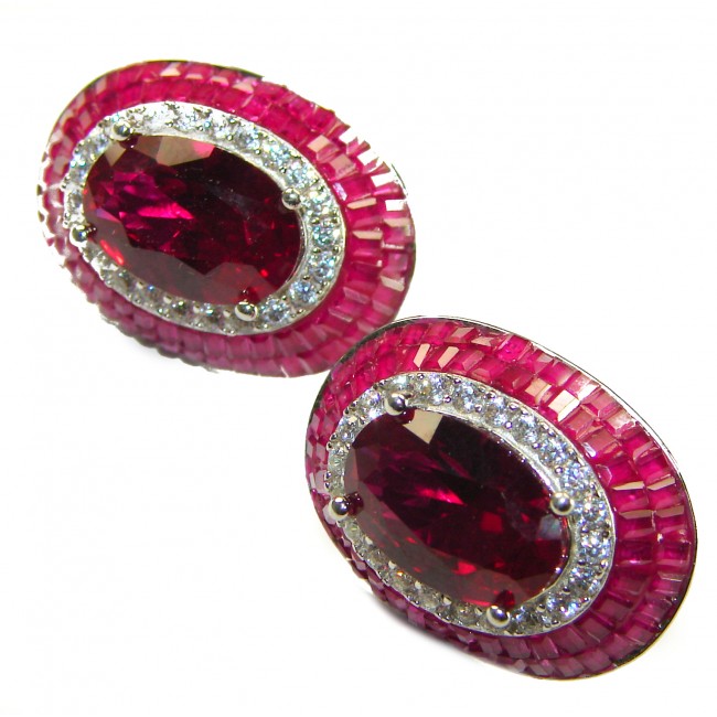 Born to Glam authentic 9.2 carat Ruby .925 Sterling Silver handcrafted earrings