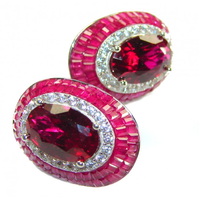 Born to Glam authentic 9.2 carat Ruby .925 Sterling Silver handcrafted earrings