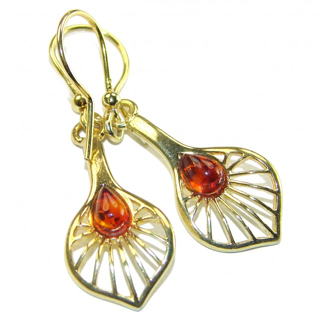 Golden Honey authentic Baltic Amber 14K Gold over .925 Sterling Silver earrings