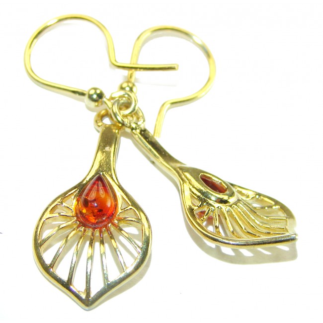 Golden Honey authentic Baltic Amber 14K Gold over .925 Sterling Silver earrings