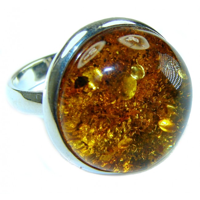 Authentic Baltic Amber .925 Sterling Silver handcrafted ring s. 8