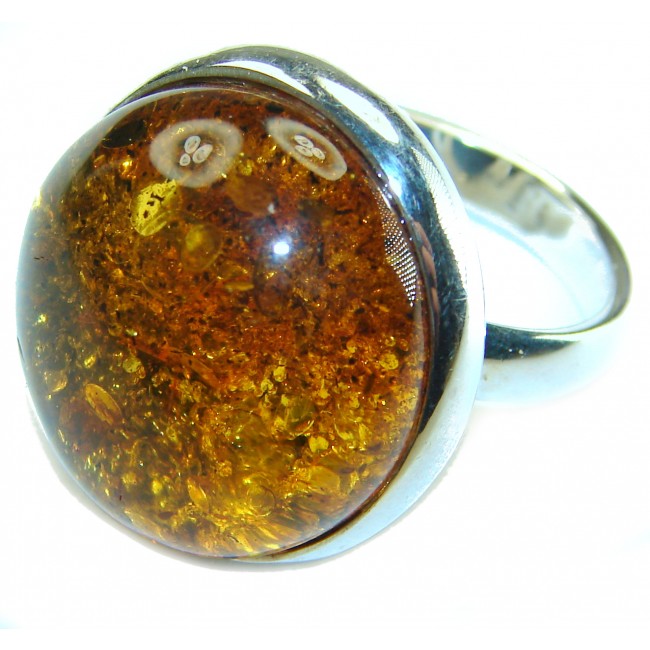 Authentic Baltic Amber .925 Sterling Silver handcrafted ring s. 8