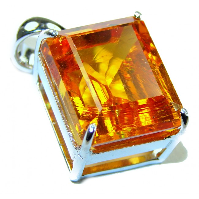 Golden Rays authentic 10.2 carat Golden Topaz .925 Sterling Silver handcrafted pendant