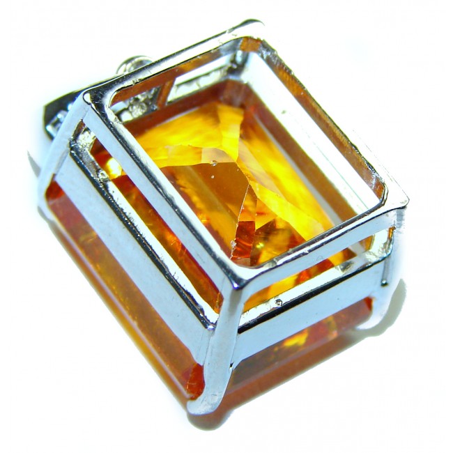 Golden Rays authentic 10.2 carat Golden Topaz .925 Sterling Silver handcrafted pendant