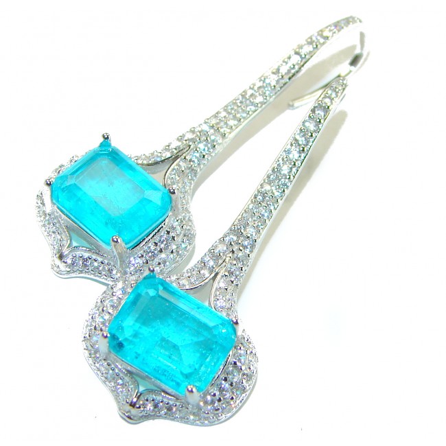 Eau Pure 9.5 carat Paraiba Tourmaline .925 Sterling Silver Handcrafted Earrings