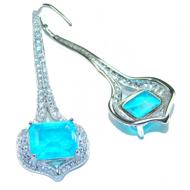 Eau Pure 9.5 carat Paraiba Tourmaline .925 Sterling Silver Handcrafted Earrings