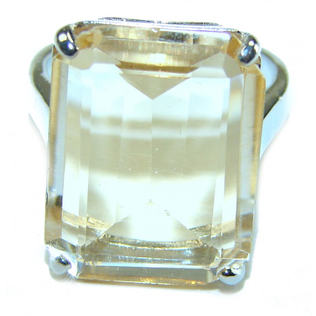 Pure Joy 15.8 carat Genuine Lemon Quartz .925 Sterling Silver handcrafted ring size 8