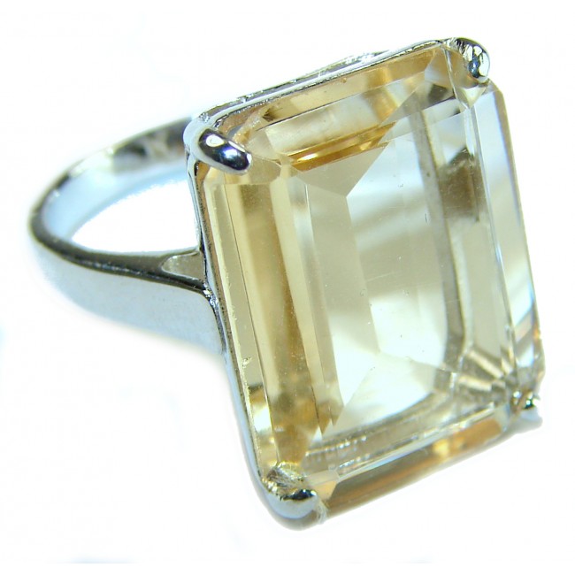 Pure Joy 15.8 carat Genuine Lemon Quartz .925 Sterling Silver handcrafted ring size 8