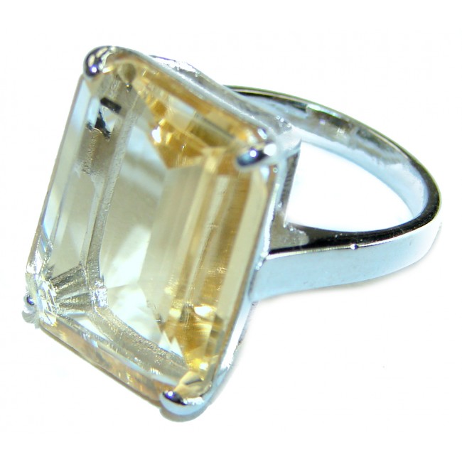 Pure Joy 15.8 carat Genuine Lemon Quartz .925 Sterling Silver handcrafted ring size 8