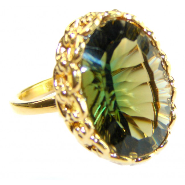 Timless Beauty 12.5 carat Helenite 14K Gold over .925 Sterling Silver handmade Ring s. 7 3/4