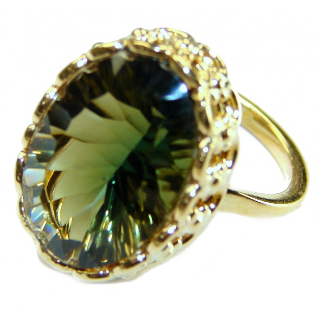 Timless Beauty 12.5 carat Helenite 14K Gold over .925 Sterling Silver handmade Ring s. 7 3/4