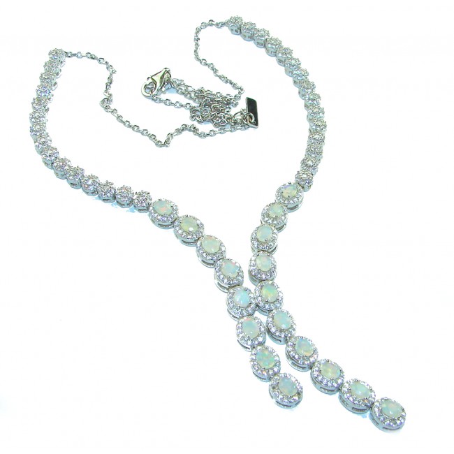 Real Masterpiece Natural 12.5 carat Ethiopian Opal .925 Sterling Silver handcrafted Necklace