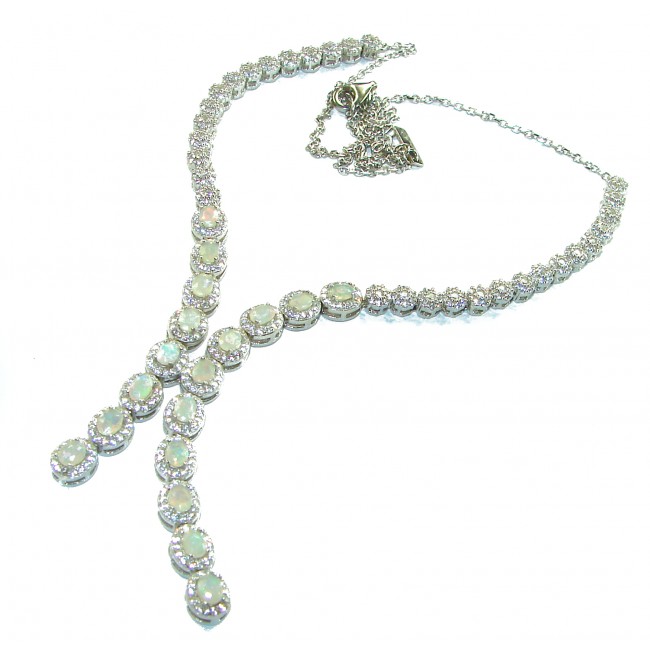 Real Masterpiece Natural 12.5 carat Ethiopian Opal .925 Sterling Silver handcrafted Necklace