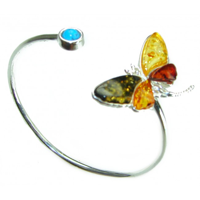 Golden Butterfly Genuine Baltic Amber .925 Sterling Silver handamde Bracelet