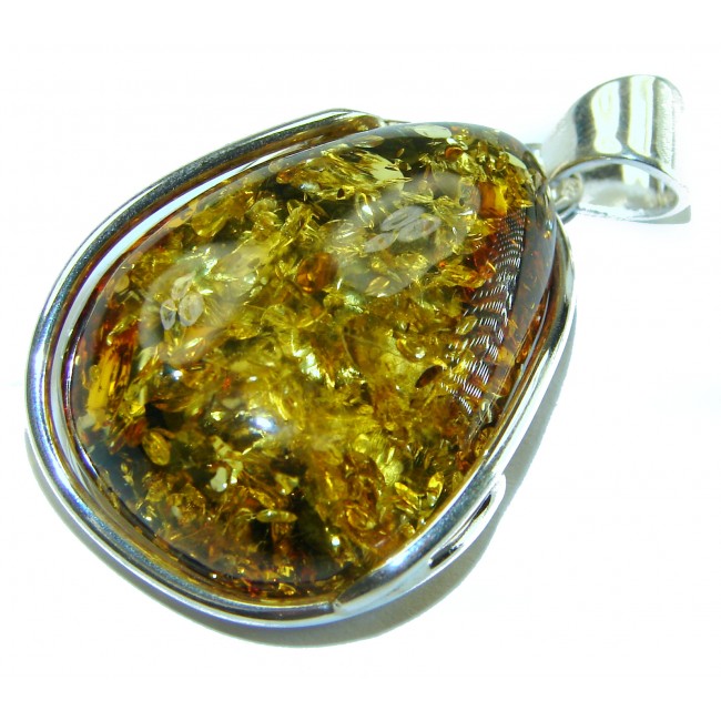 Large Honay Drop authentic Baltic Amber .925 Sterling Silver beautifully handcrafted Pendant